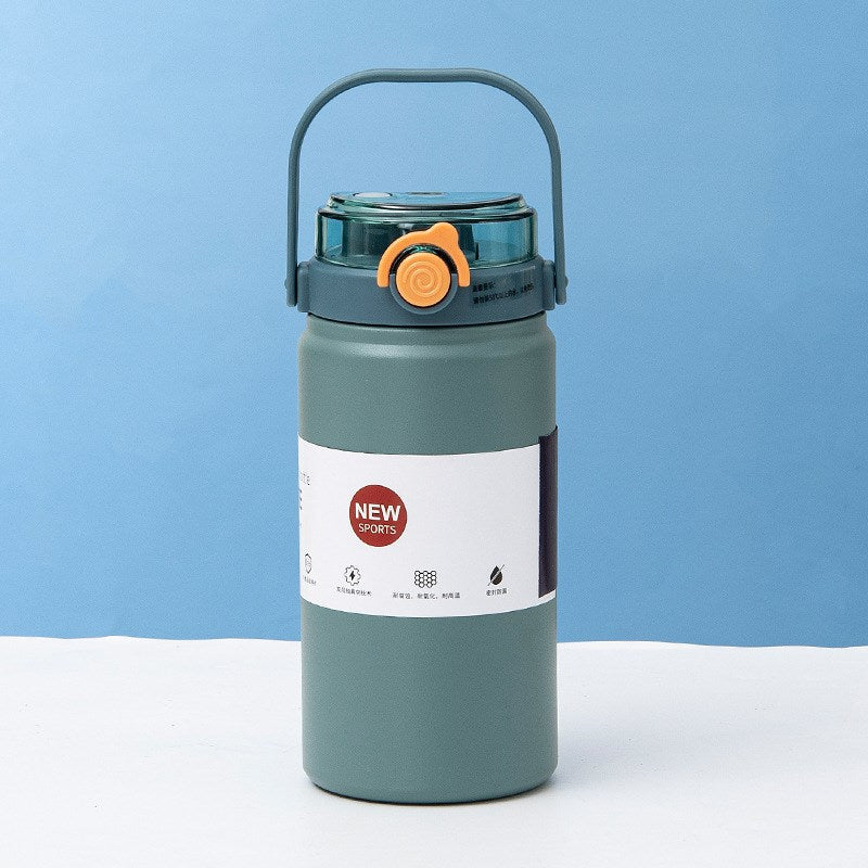 Trinkflasche Edelstahl 1l Strohhalm