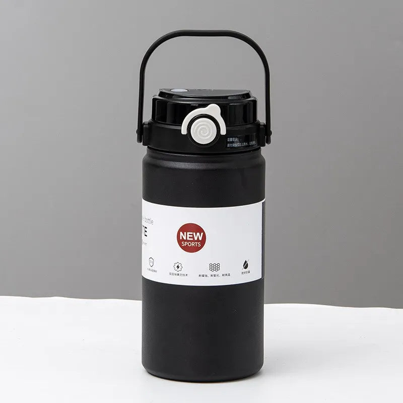 Trinkflasche Edelstahl 1l Strohhalm
