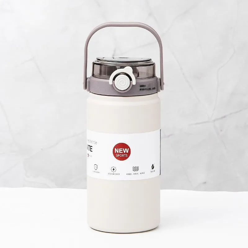 Trinkflasche Edelstahl 1l Strohhalm