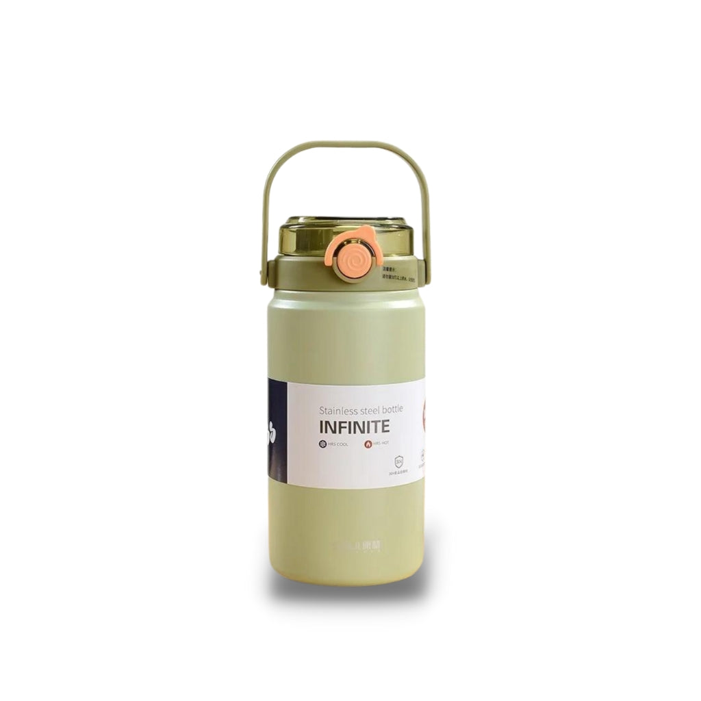 Trinkflasche Edelstahl 1l Strohhalm